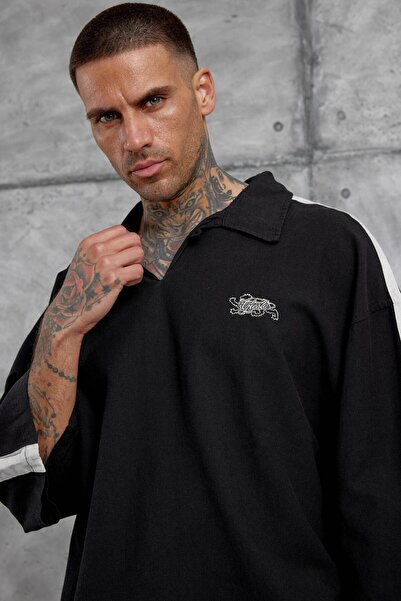 NOMARC Ανδρικό μπλουζάκι με μαύρο γιακά Fakirkol Oversize