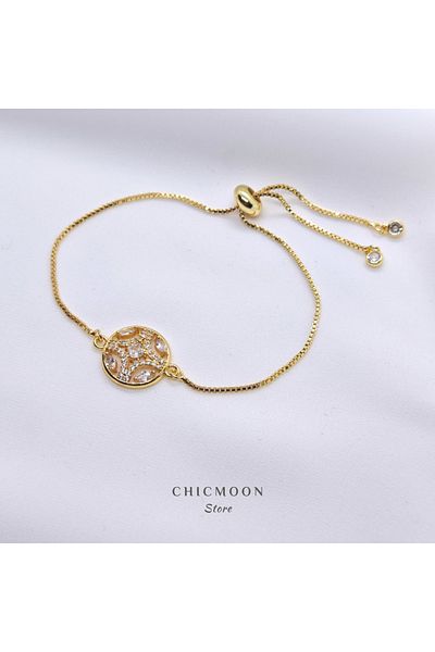 CHICMOON STORE Steel Gold Color Stone Elevator Bracelet