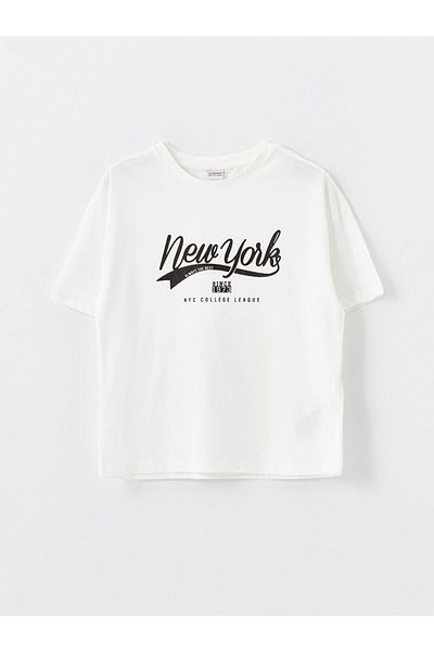 LC Waikiki Lcw Crew Neck Printed Short Sleeve Girl's T-Shirt and Tights