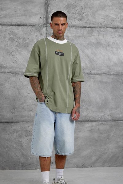 NOMARC Μπλουζάκι χακί Dont Cry με στάμπα Oversize