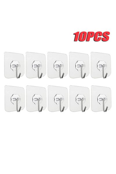 Choice 10 قطع من 100 إلى 300 قطعة من خطافات الحمام الشفافة المصنوعة من الفولاذ المقاوم للصدأ ذاتية اللصق لتخزين الملابس