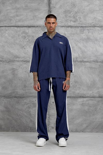 NOMARC Μπλουζάκι Oversize με γιακά Navy Blue Fakirkol