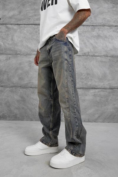 NOMARC Navy Blue Vintage και λείαντα Relax Baggy Jean