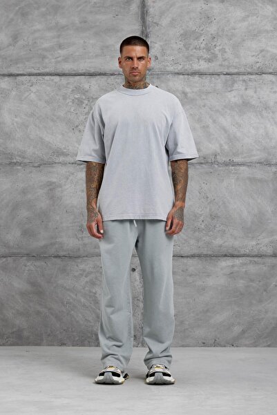 NOMARC Erkek Gri Yıkamalı Basic Baggy Eşofman Altı