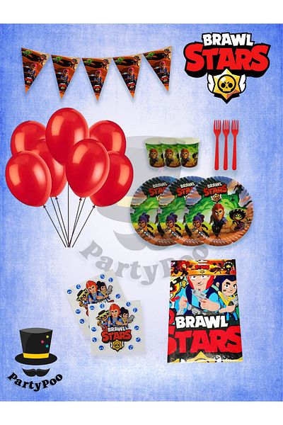 PartyPoo Σετ γενεθλίων Brawl Stars Eco2 για 16 άτομα |   Προμήθειες και διακοσμήσεις για πάρτι