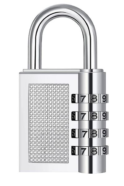 Generic 4-Digit Combination Lock - 40mm, Luggage and Travel Security Lock - Silver