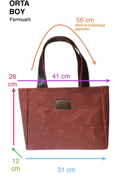 Nuggita Zippered Medium Size Waxed Canvas Coral Color Shoulder Bag