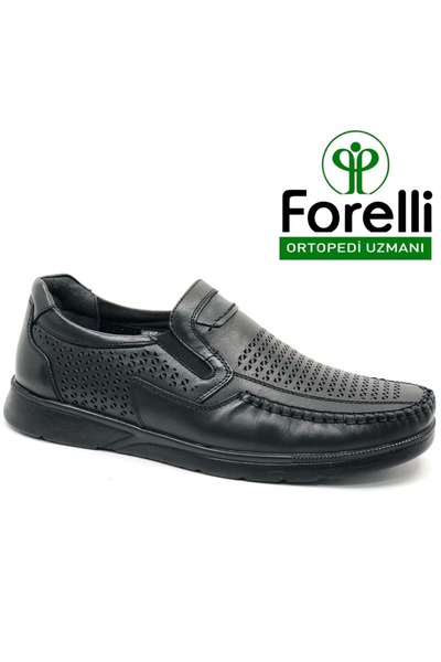 Forelli Helmut Genuine Leather Orthopedic Comfort Men's Casual Shoes Black
