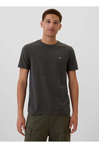 GAP Ανδρικό μπλουζάκι με κοντό μανίκι V-Frch Everyday Soft Micro Logo Crew 502022000 ΓΚΡΙ