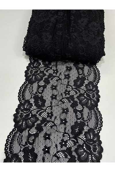 karantuhafiye Lycra Wide Lace / Stretch Lace / 1 Meter Black 1220