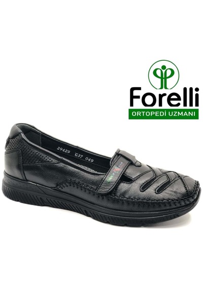 Forelli Elena Hakiki Deri Ortopedik Comfort Kadın Casual Ayakkabı SİYAH