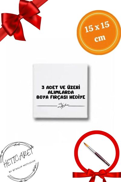 HETicaret Küçük Resim Tuvali 15x15 Cm Tuval - Fırça Hediyeli