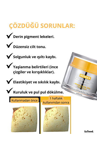 Medipeel Peptide 9 Vitanol Pro Cream 50 ml Cilt Elastikiyetini ve Ton Dengesini Peptitli Krem M0409