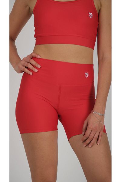 Keep Risen Women's Red High Waist Biker Shorts Sports Leggings