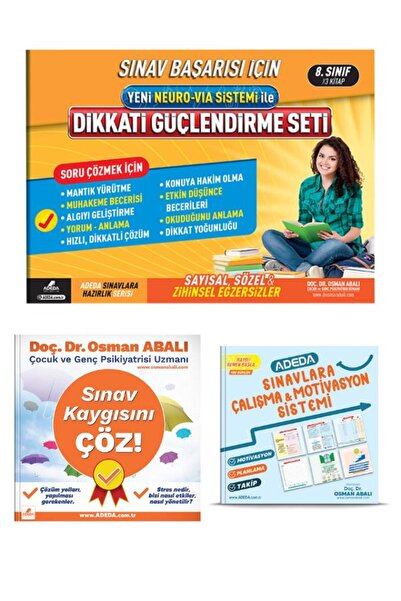 Adeda Yayınları Dikkati Güçlendirme Seti 8. Sınıf 14 Yaş Ve Sınav Kaygısını Çöz! + Sınavlara Çalışma Ve Motivasyon S