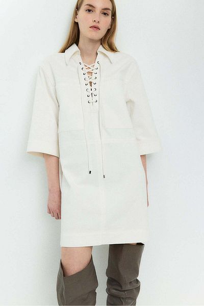 H&M Lace-up Denim Dress