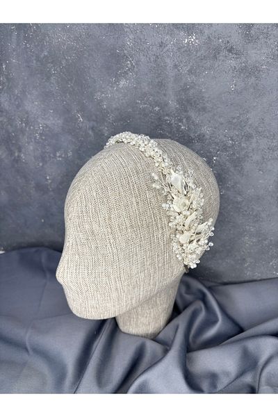 Hayalperest boncuk Veria Single Row Enameled Crystal Bridal Crown Hair Accessory