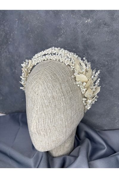 Hayalperest boncuk Asensa Double Row Enameled Crystal Bridal Crown Hair Accessory