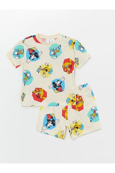 LC Waikiki LCW Baby Boy Shorts Pyjama Set mit Rundhalsausschnitt bedruckt