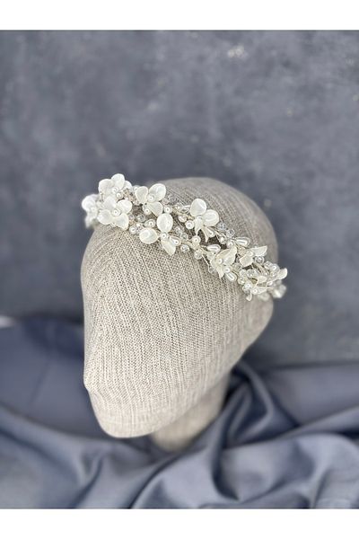 Hayalperest boncuk Meleni Pearlescent Crystal Bridal Crown Hair Accessory