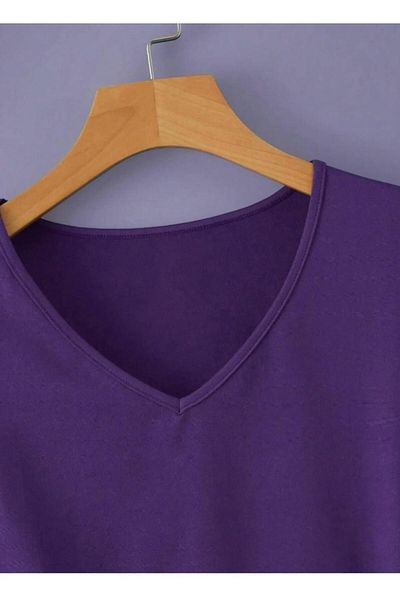 woonkey ΓΥΝΑΙΚΕΙΟ T-SHIRT ΚΑΝΟΝΙΚΟ ΜΕ ΛΑΙΜΟ V