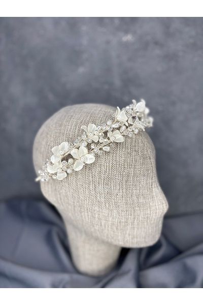 Hayalperest boncuk Meleni Pearlescent Crystal Bridal Crown Hair Accessory