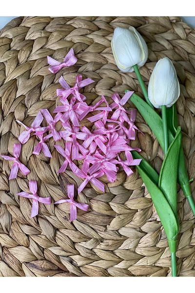 HİMENİSA Tiny 6 mm Candy Pink |   Bow Satin Ribbon Gift Ornament 50 Pieces