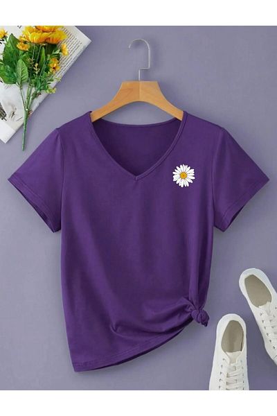 woonkey ΓΥΝΑΙΚΕΙΟ T-SHIRT ΚΑΝΟΝΙΚΟ ΜΕ ΛΑΙΜΟ V