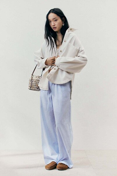 H&M Seersucker Drawstring Trousers