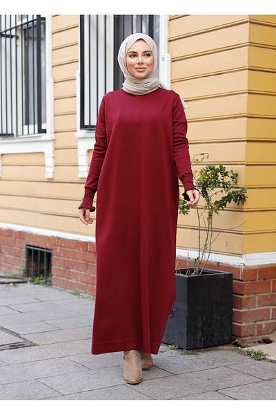 Pamuk Butik Γυναικείο πλεκτό φόρεμα Mercerized με πέτρα με λεπτομέρεια βολάν