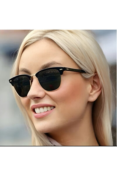 intermax Uv400 Korumalı Camlı Kadın-erkek Güneş Gözlüğü Ve Gözlük Kutusu Siyah (CLUBMASTER)