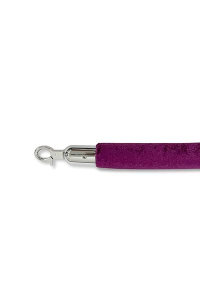 Generic Silver queue barrier with 1.5m purple rope - sturdy base and stylish design