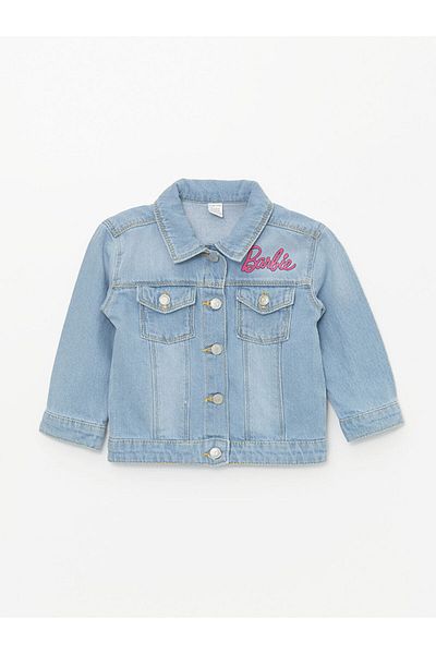 LC Waikiki Lcw Shirt Collar Printed Baby Girl Jean Jacket