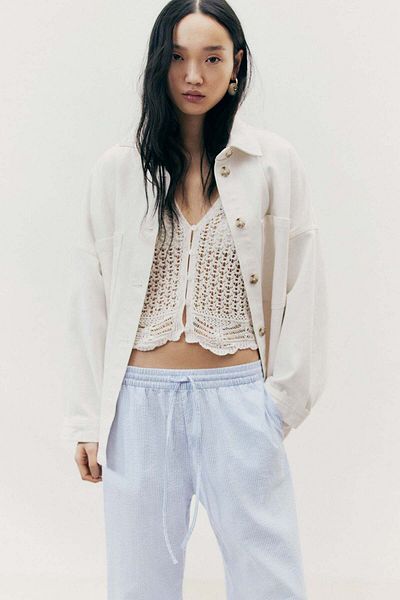 H&M Seersucker Drawstring Trousers