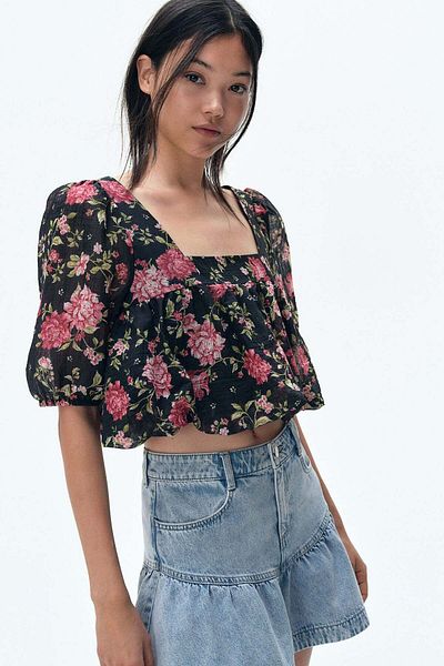 H&M Peplum-hem Denim Skirt
