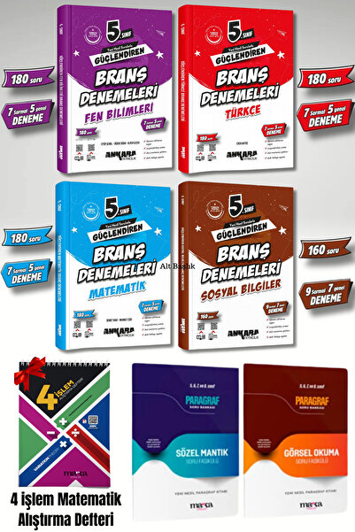 Ankara Yayıncılık 5. Sınıf Matematik Türkçe Fen Sosyal Bilimler Branş Denemel...