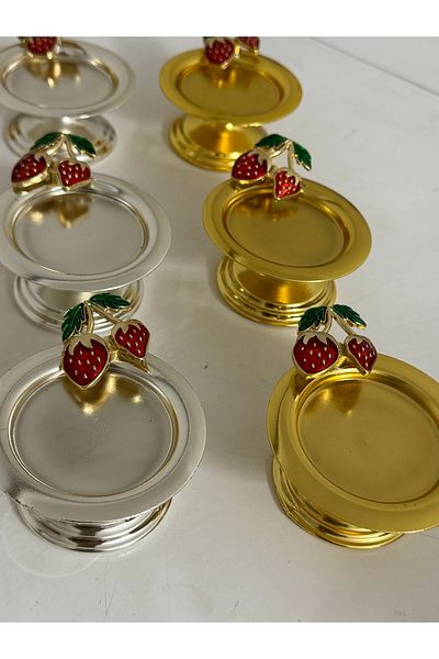 Elzemm store 6 Pieces of Macaron Holder Delight Holder with Gold and Silver Strawberry Accessories