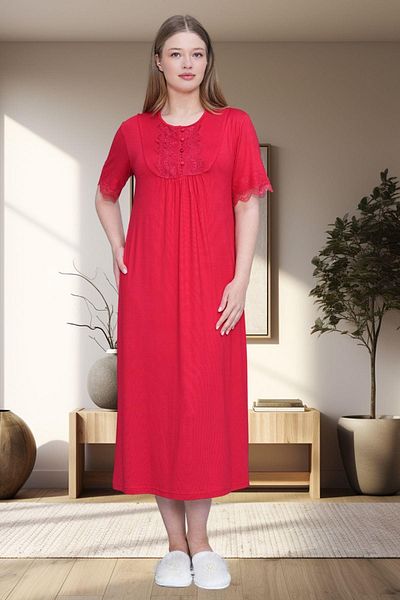 Mecit Pijama Mecit 6029 ثوب نوم نسائي أحمر مقاس كبير