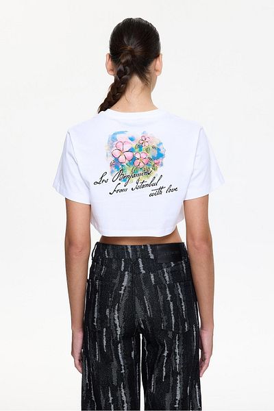 LES BENJAMINS LB BRAND PRINTED SPECIAL SERIES T-SHIRT CROP TEE