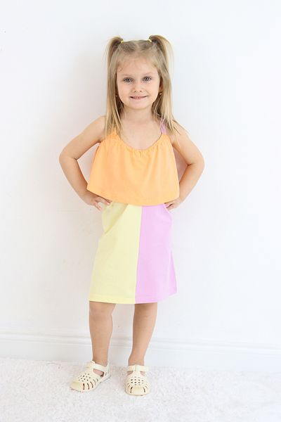 Pijamella Rochie multicoloră pentru fete, din bumbac pieptănat, pentru plajă-piscină-mare
