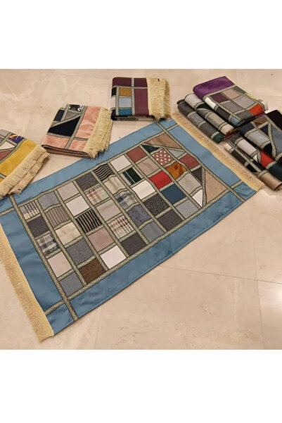 BAW COMPANY Kırkyama Patchwork Astarlı Kadife Çeyizlik Hediyelik Seccade KARI...