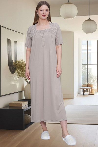 Mecit Pijama Mecit 6049 Mink Large Size Women's Nightgown