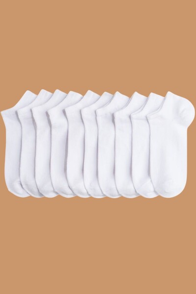 Gizli Butik 10 Pack Women's Ankle Length Cotton Booties Sports Socks White