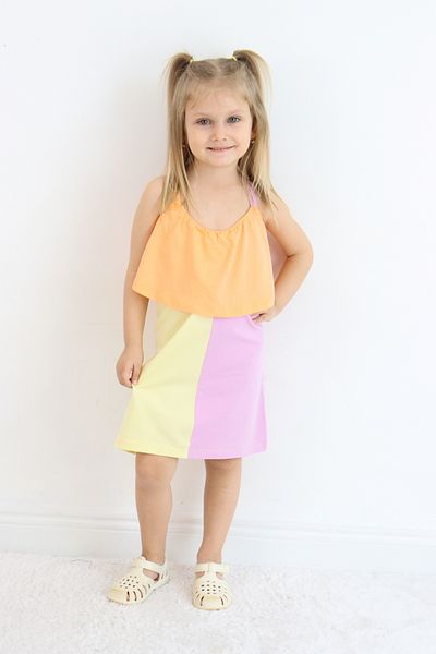 Pijamella Rochie multicoloră pentru fete, din bumbac pieptănat, pentru plajă-piscină-mare