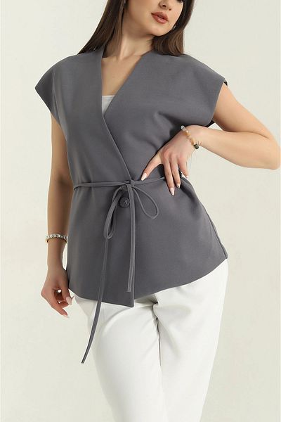 Secret Passion Lingerie Smoked Scuba Waist Tied Lined Women's Vest
