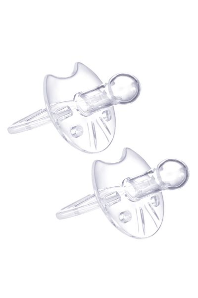 Generic 2-Piece Pacifier Round Flat Head Transparent Infant Nipple