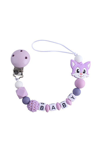 Generic Beads Pacifier Holder With Teether Purple - Style04