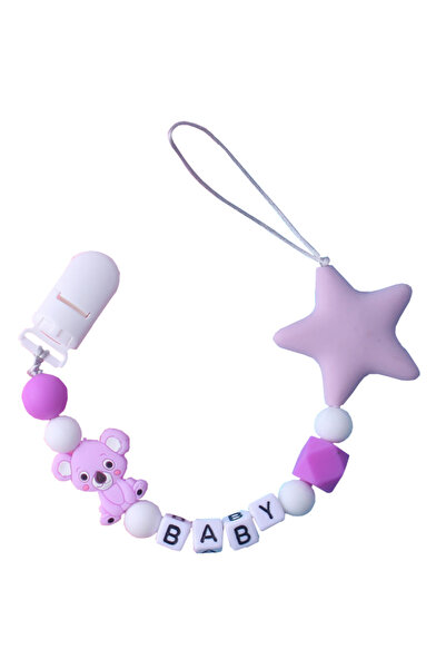 Generic Beads Pacifier Holder With Teether Purple - Style06