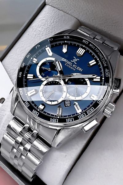 Daniel Klein Excluzyif Men Wristwatch 3 Atm Suer Not Stop Silver Color Steel Band