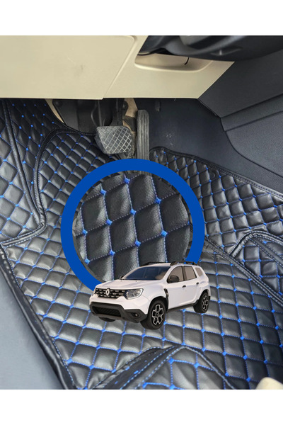 Arabaks DACİA DUSTER 2018 Siyah, Mavi Dikiş Detayıyla - Premium 8D Havuzlu De...